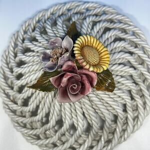 Vintage Bassano Italian Capodimonte woven basket weave style with lid…